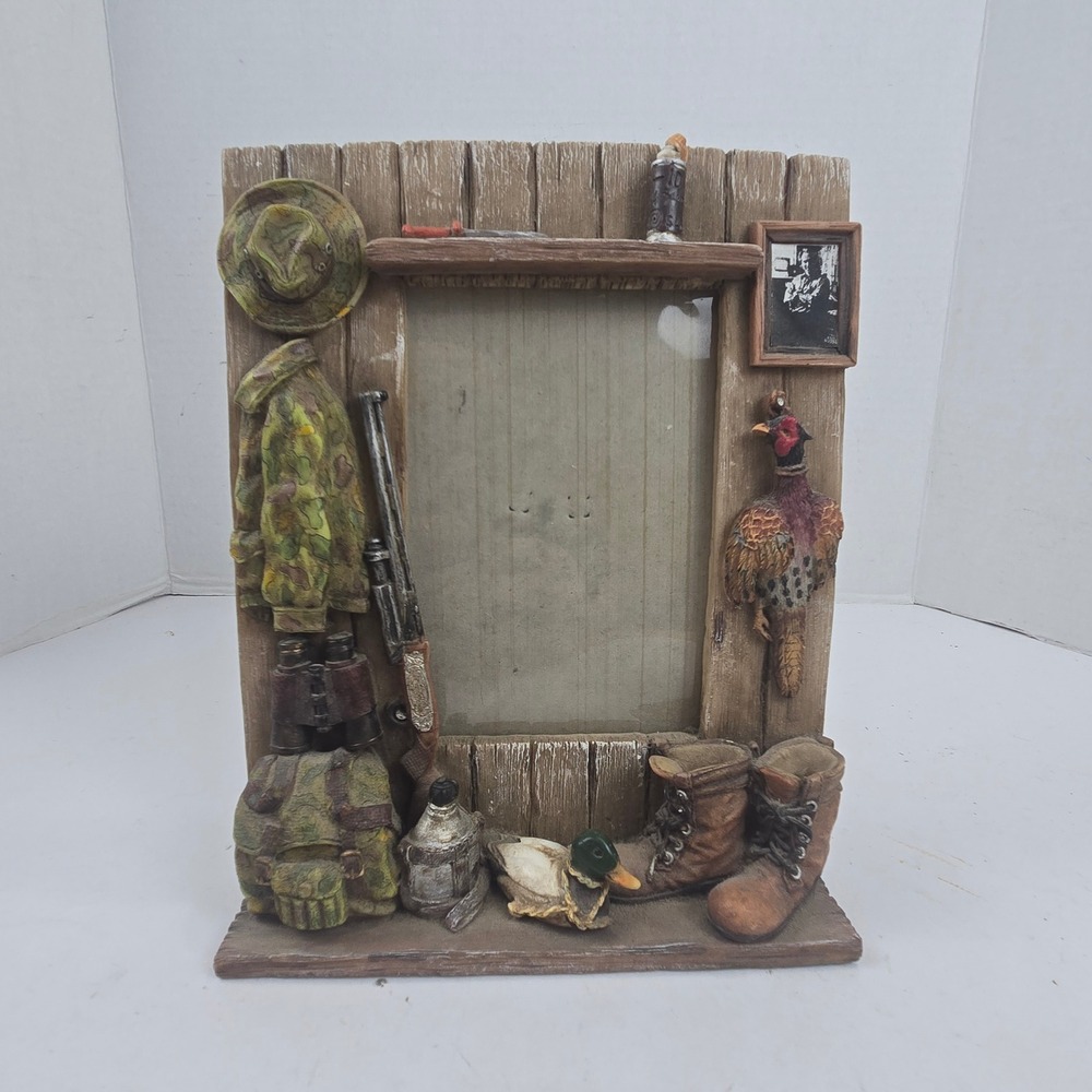 Vtg Hunting Photo Frame Resin 3D Duck Pheasant Cabin Decor Rich Collections NOS